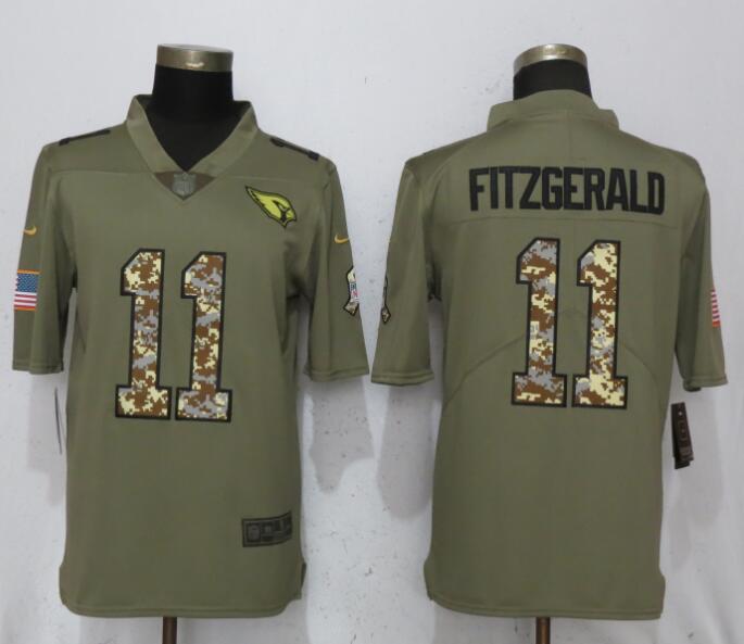 Men Arizona Cardinals #11 Fitzgerald Olive Camo Carson 2017 Salute to Service Limited Nike NFL Jerseys->denver broncos->NFL Jersey